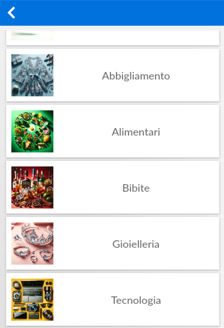 App selezione categoria